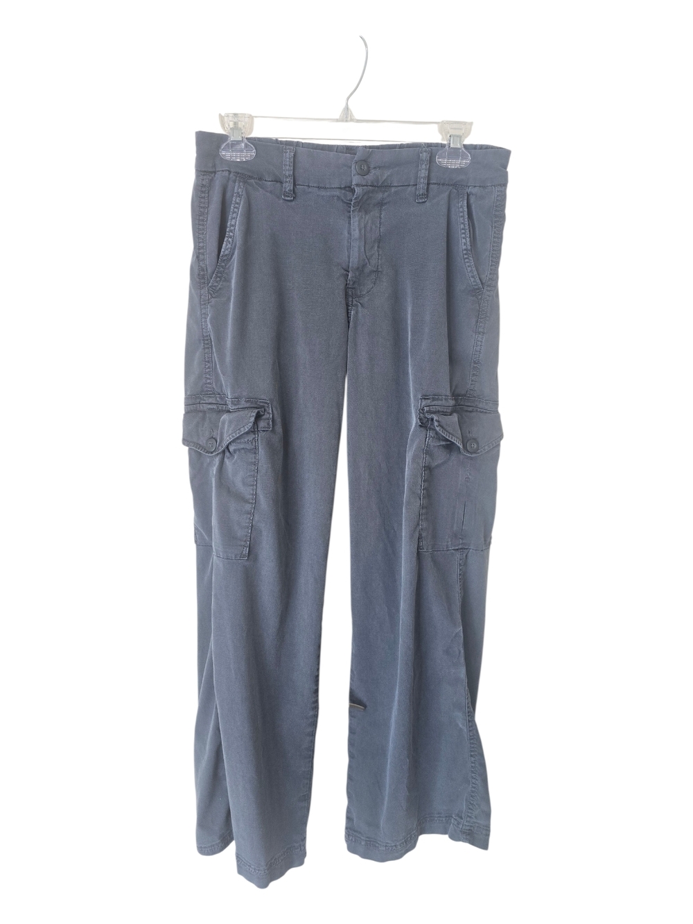 American Eagle Blue Mid Rise Baggy Wide Leg Cargo Pants Sz 4 Summer Y2k Street - Picture 1 of 10